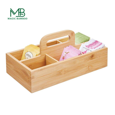 Bamboo Compact Bathroom Storage Basket Organizer Caddy Tote Bins