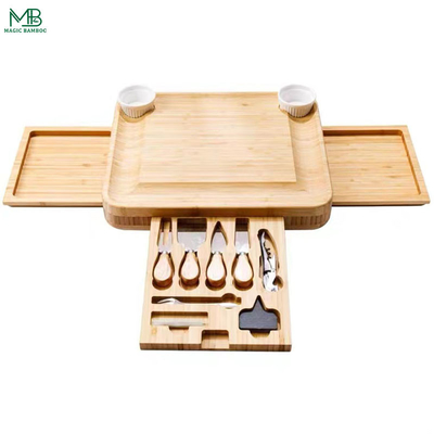 Bamboo Cheese Board With Slide Out knife Drawer