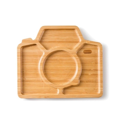 Safe and Stylish Camera-Shaped Bamboo Plate Bowl with Minimalist Design 1 Quantity