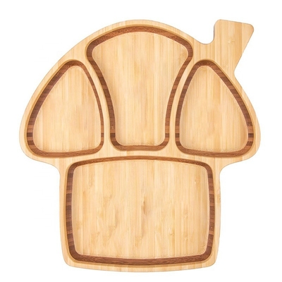 Supply Eco-Friendly Bamboo Baby Plate Modern Style Mushroom Shape with Silicone Base