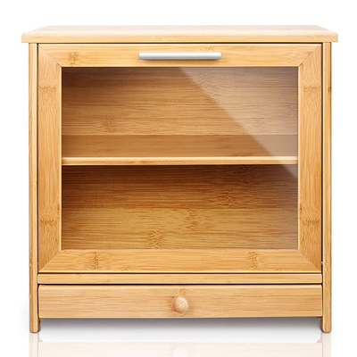 Rectangle Bamboo Bread Storage Box for Loaves and Pastries Stackable Double Layer Design