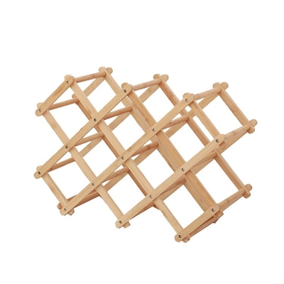Countertop Bamboo Wine Rack Bottle Holder Foldable Storage Stand