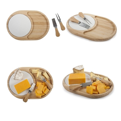 Sustainable Multifunctional Large Bamboo Cutting Board With Containers for Cheese Tools