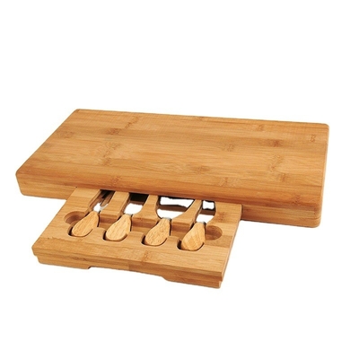 100% Natural Decorative Bamboo Pizza Serving Boards With Knife and Fork Eco-friendly
