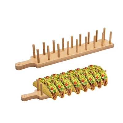 Multifunctional Bamboo Burrito Rack 8 Kitchen Slot Tortilla Stand Food Serving Tray