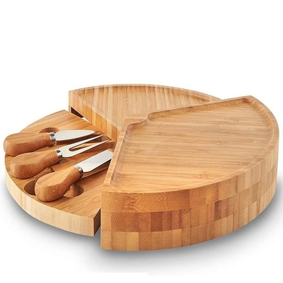 Round Bamboo Kitchen Cutting Board Knife Set For Chopping Blocks