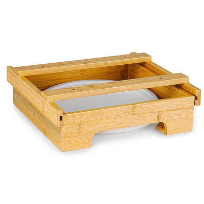 Waterproof Bamboo Small Kitchen Shelf Storage Paper Plate Dispenser Holder 10 Inch