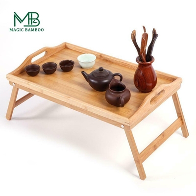 Handmade Wooden Bamboo Folding Picnic Table Tray Biodegradable