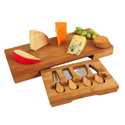 Custom Sustainable Kitchen Cutting Board Natural Bamboo Charcuterie Cheese Board Set