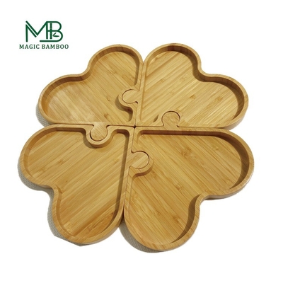 Removable Bamboo Tray Set Dinnerware Type Tray Heart-Shaped Design for Kitchen Serving