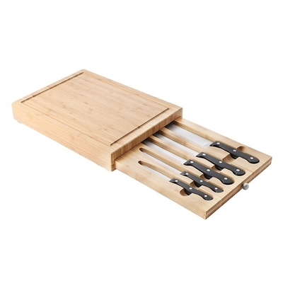 Natural BAMBOO Cutting Board with Five Knives Exquisite Multifunctional Design