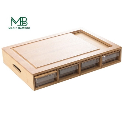 CE Certified Four-Drawer Large Bamboo Kitchen Cutting Board Storage for Food Supplies