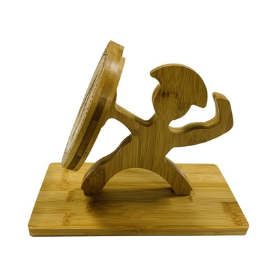 Bamboo Wood Kitchen Soldier Shield Shape Knife Holder Knife Block Holds 6 Knives