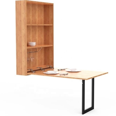 Wall Mounted Solid Wood Bamboo Storage Cabinet Kitchen Collapsible for Cutlery