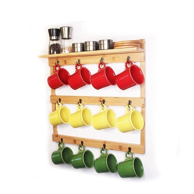 Practical Bag Coffee Mug Holder Wall Mount with 3-Tier Display and 12 Organizer Hooks