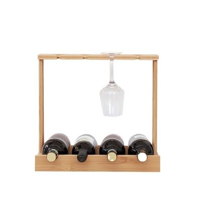 Sustainable Bamboo Wine Bottle Storage Holder For 4 Bottles Perfect for Food Storage