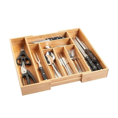 Other Home Storage Organization 8 Compartment Adjustable Bamboo Cutlery Serving Tray