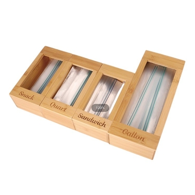 Other Home Storage Organization Natural Bamboo Food Bag Organizer with Snap Closure