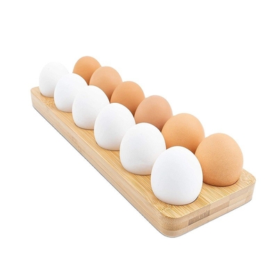 Bamboo Egg Tray For Countertop Or Refrigerator Rectangular Shape Ideal For Milk Shake