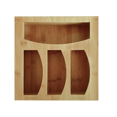 Versatile Bamboo Ziplock Bag Storage Organizer for Kitchen Countertop Classification