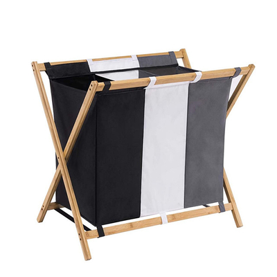 Oxford Fabric Bathroom Storage Basket Washing Laundry Hamper With Bamboo Handles