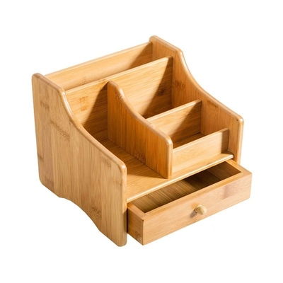 Functional Style Bamboo Makeup Storage With Drawers for Office and Jewelry Supplies