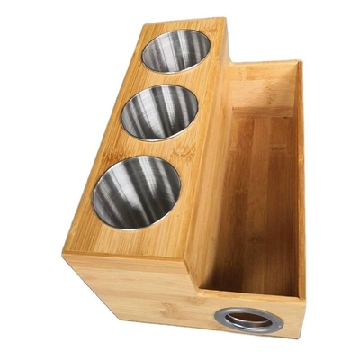 Customized Bamboo Bathroom Storage Rack Hair Appliance Organizer