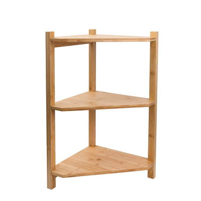 Freestanding Bathroom Bamboo Rack 3 Tier Corner Shelf Unit