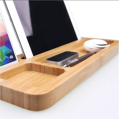 Natural Portable Bamboo Laptop Desk Phone Holder Stand Docking Station
