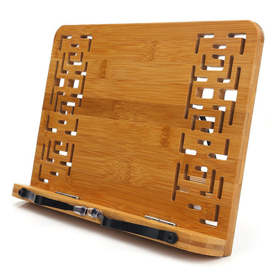 Rectangle Shaped Natural Bamboo Book Stand Tablet Holder with Retro Hollow Appearance