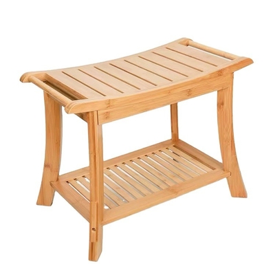 FSC Certificated Non Slip Bamboo Shower Bench Waterproof Seat Towel Holder