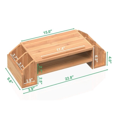 Convenient 2-tier Bamboo Monitor Stand with 58*25*16cm Multi-functional Storage Drawer