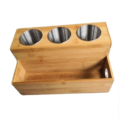 Countertop Bamboo Bathroom Storage Rack Hair Dryer And Straightener Holder
