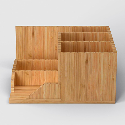 20x18x10cm Bamboo Desk Organizer Carved Pen Holder for Office Supplies Classic Design
