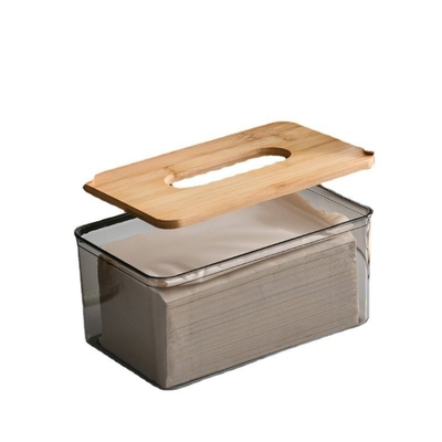 Transparent Rectangular Tissue Dispenser Box Storage For Bathroom Kitchen