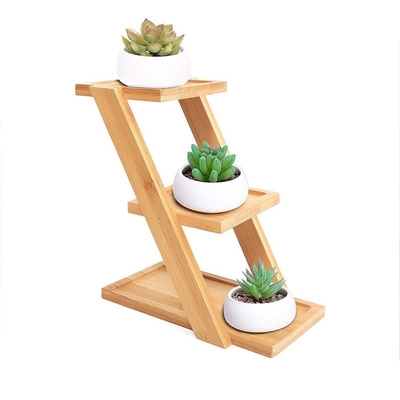 Natural Bamboo Plant Rack Flower Holder Display Shelf 3 Tier
