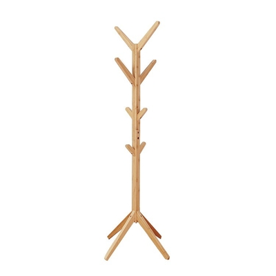 Customizable Accepable Free Standing Bamboo Tree Coat Rack Stand with 4 Tier Hangers