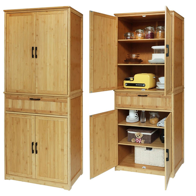 CE Certified Sustainable Bamboo Kitchen Cabinets Pantry With Drawer