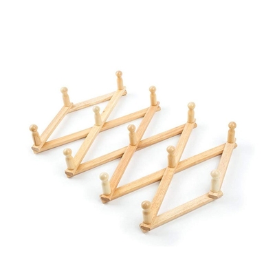 86.68x17x5cm BAMBOO Wall-mounted Multi-hook Storage Clothing Protection Retractable Ledge