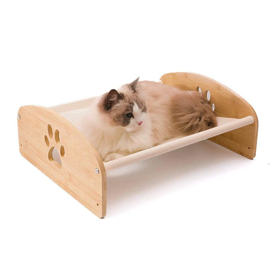 Bamboo Wooden Dog Bed Frame Platform Oxford Cloth ODM