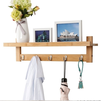 Spacesaving Folding Bamboo Wall Hanger Coat Hooks Behind Entrance Door