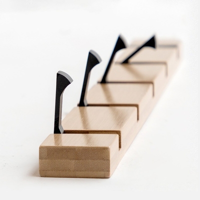Convenient Storage Bamboo Wall Mounted Coat Rack With 5 Dual Rails Hooks For Entryway
