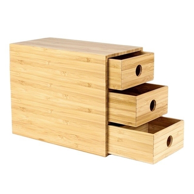 100% Solid Bamboo 3-Drawer Chest Storage Office Supplies Desk Organizer for Sundries
