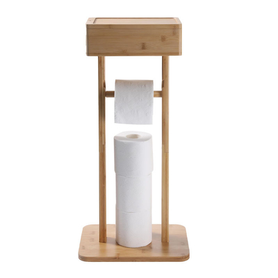 Freestanding Bathroom Storage Rack Bamboo Toilet Roll Holder For Paper