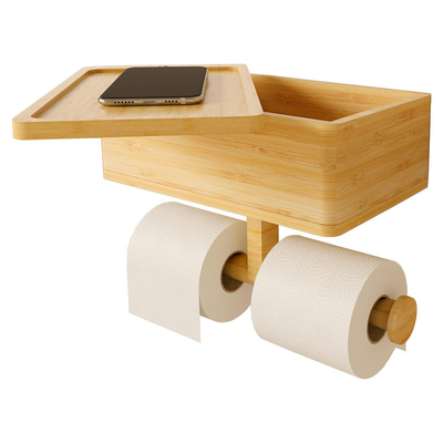 3 In 1 Bamboo Bathroom Storage Rack Wall Mount Toilet Paper Holder OEM