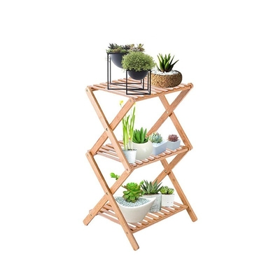 Space-saving 3-Tier Bamboo Flower Pot Rack Shelf Planter Display Organizer 34x34x97cm