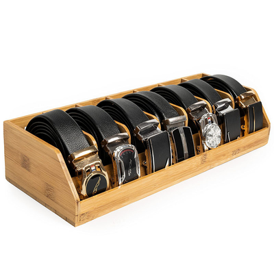 Upgrade Your Closet with Our Sustainable Bamboo Belt Display Case 7 Dividers Included