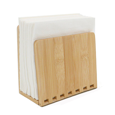 Bamboo Napkin Holder Adjustable Wood Storage Rack for Dining Room Picnic Kitchen Table