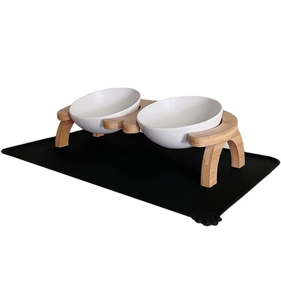 Waterproof Anti-Slip Silicone Mat Tilt Raised Pet Feeder for Food 39.8 x 18.29 x 11.2 cm