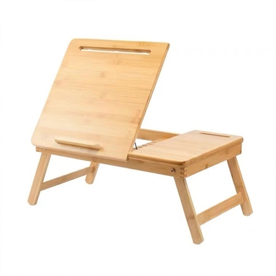 Adjustable Height Bamboo Wood Laptop Table for Storing Custom Design Accepted